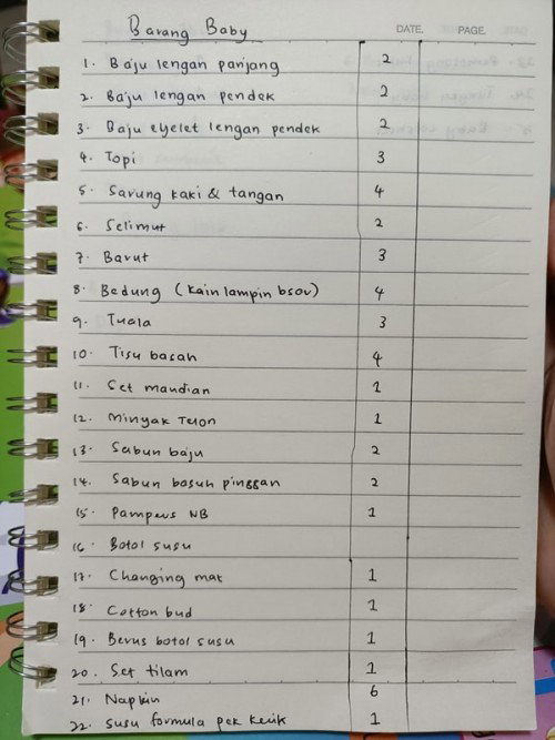 Cukup tak senarai barang newborn ni ya?
