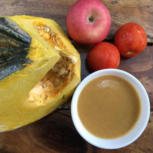 เมนูข้าวกล้องแดงตุ๋นแอปเปิล มะเขือเทศ ฟักทอง