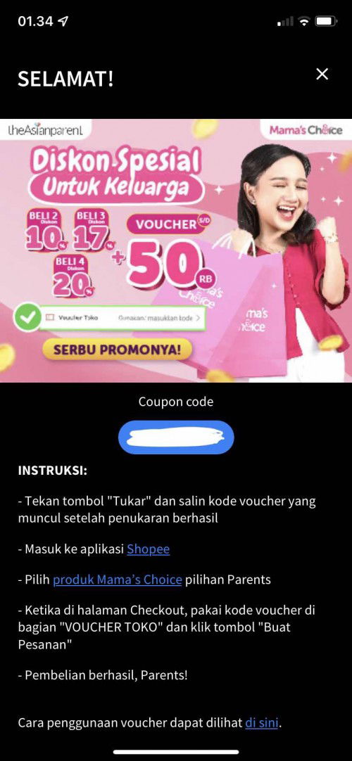 Voucher TAP&MAMASCHOICE ZONK