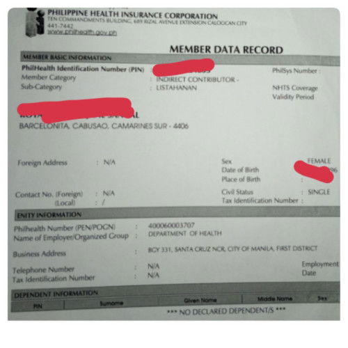 Philhealth naka address sa province