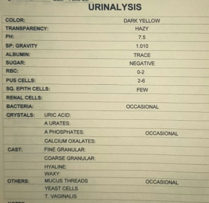 Urinary Result