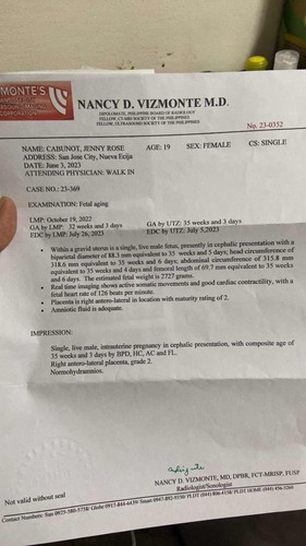 Pelvic ultrasound result