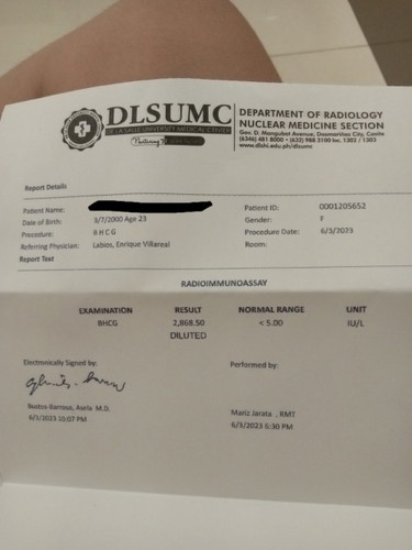 Beta hcg result
