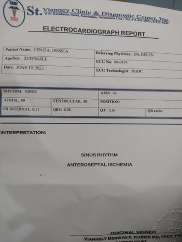 ECG RESULTS NORMAL POBA?