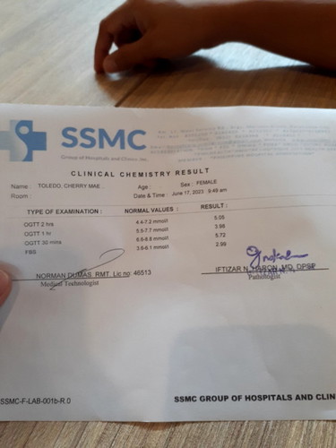 Oral glucose test