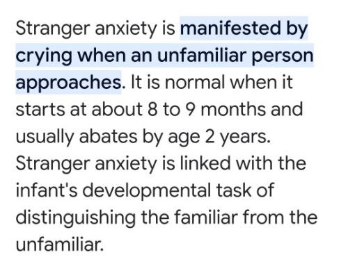 Bayi takut sama orang asing