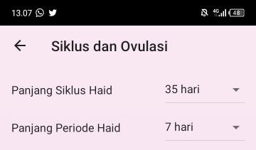 Siklus haid pada aplikasi