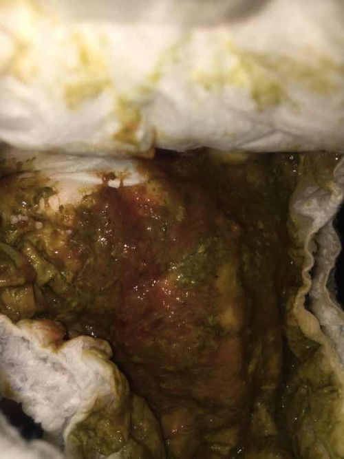 Bayi 6 bulan Pup berlendir kemerahan