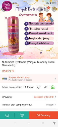 Adakah Beby bunda yang pakai minyak rambut ini bagaimana reaksi nya