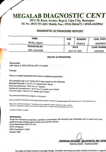 Ultrasound result