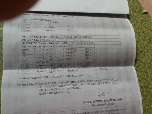 38weeks ultrasound result