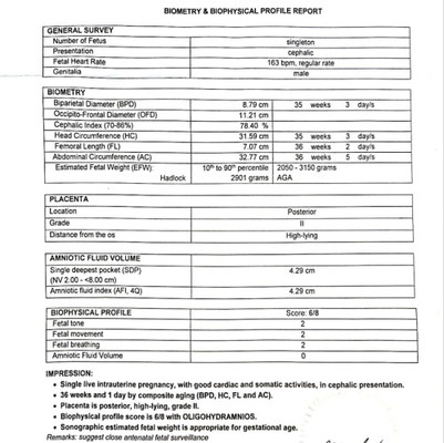 Biophysical Profile 6/8