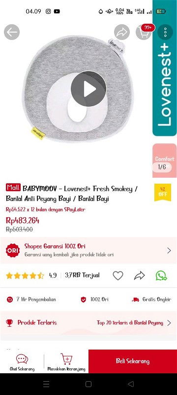 Preloved bantal anti peyang