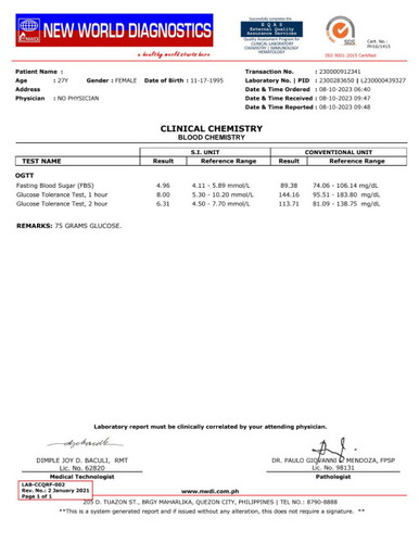 75OGTT TEST if normal