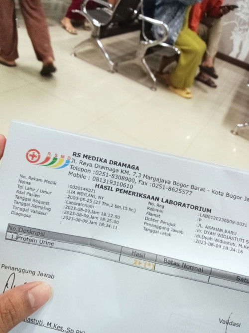 Ibu ibu mau tanya dong di sini ada ga ya yg protein urine nya positif 2, gimana cara mengatasinya?