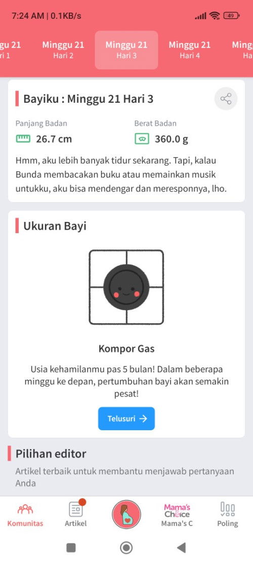 Gerakan janin usia 21 weeks