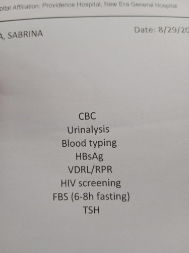 Blood test/urinalysis