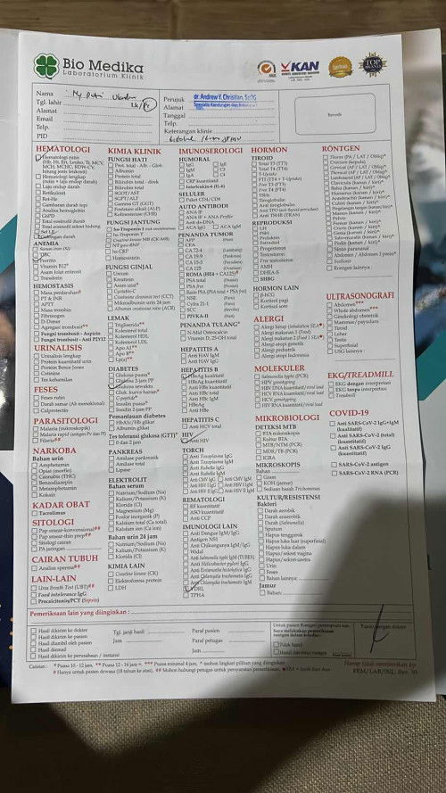 Biaya cek lab biomedia kena berapa?