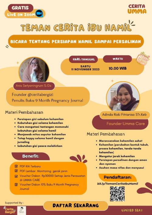 Bundaa bunda yang sedang Hamil Yuk ikutan kelas bumil gratis bersama ahli gizi dan bidan