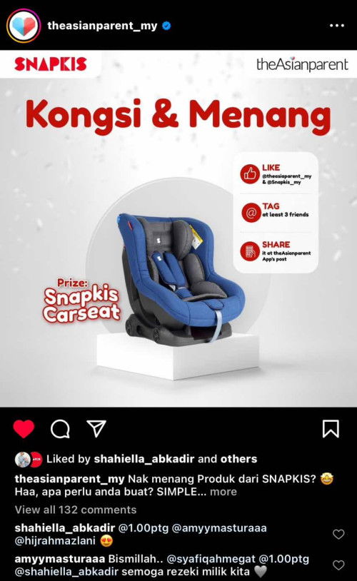 Jom Kongsi & Menang Snapkins Carseat!