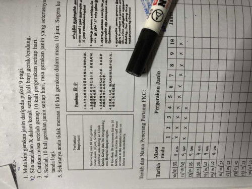 Carta pergerakan baby 🦶🏻