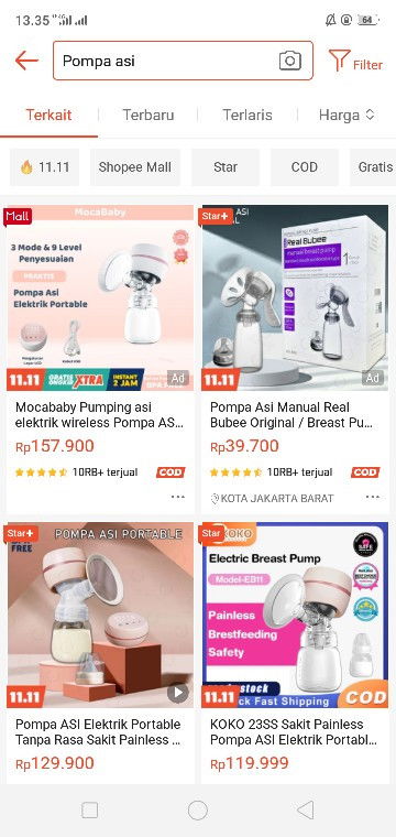 Pompa asi, oral cleanser, sofa bayi