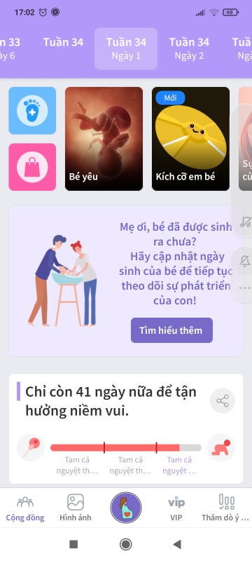 bé yêu 34 tuần 1 ngày