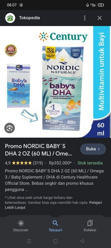 Nordic naturals baby's dha apakah bagus buat bayi 6 bulan bun? Sharing dong yang udah pernah pakai