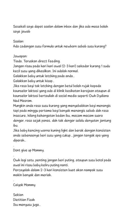 First mom takde susu