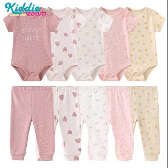 Kiddiezoom Short Sleeve Rompers Set / 10 pcs