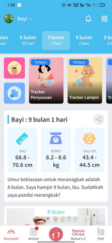 Bayi belum merangkak 9 bulan