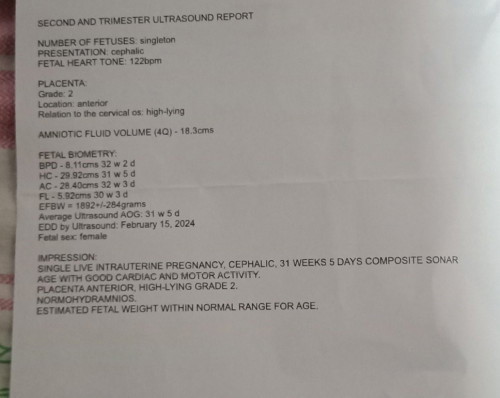 ultrasound report