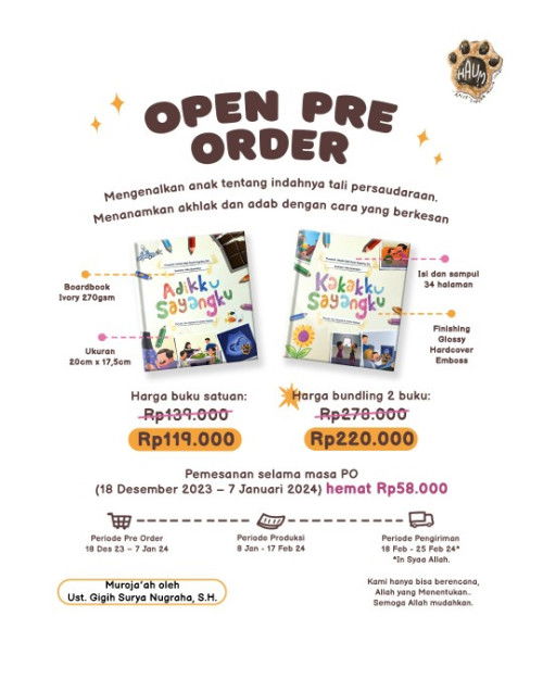 Open Pre-order Buku Haum Publishing: Adikku sayangku, Kakakku Sayangku..