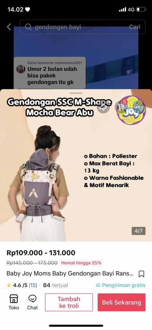 gendongan m shape
