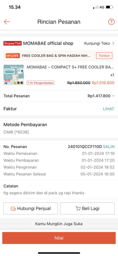 DIJUAL POMPA ASI MOMABAE COMPACT S+
