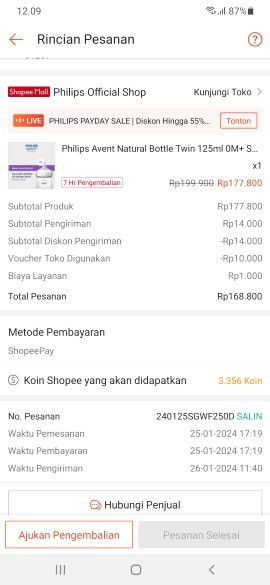 Jual botol susu philips avent natural bottle twin 125ml 0M Botol susu bayi mash baru dan segelan