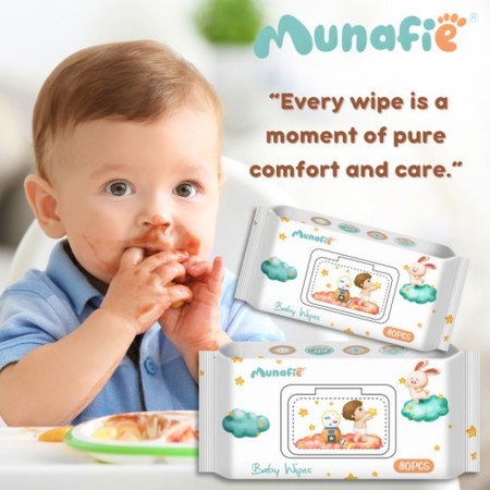 Choose MUNAFIE BABY CARE, Experience the gentle touch of Munafie Baby Wipes!