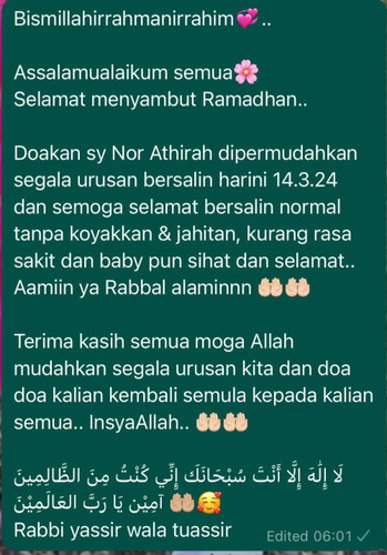 Doakan saya dan baby selamat