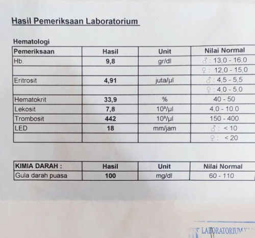 Hasil lab 9 w apakah normal