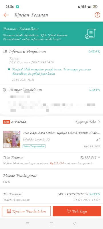 Pesanan dibatalkan oleh penjual