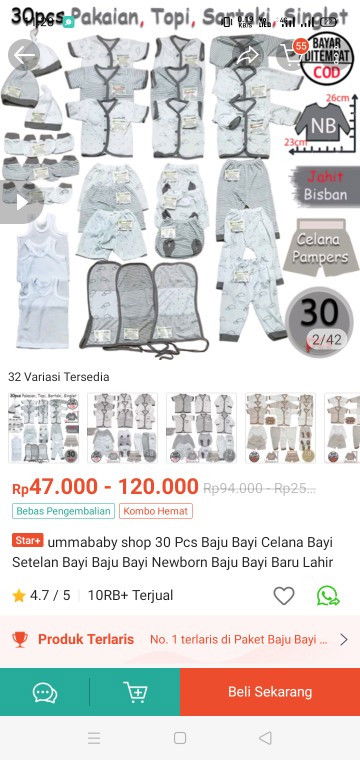 Baju newborn lebih murah offline atau online?
