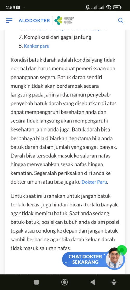 Batuk berdarah sudah setengah tahun tp sekarang hamil 2bulan setengan