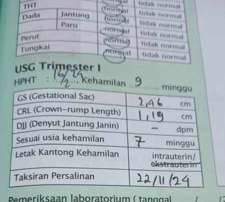 Hasil USG 23 april kemarin