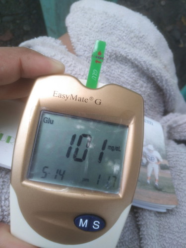 101 mg/dL an hour after lunch