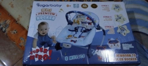 SUGAR BABY 10 in 1 PREMIUM ROCKER BOUNCER BIRU SUPERHERO ada yg minat bun? Harga 300ribu Freeongkir