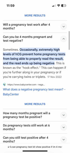 Test pregnancy at 4 months