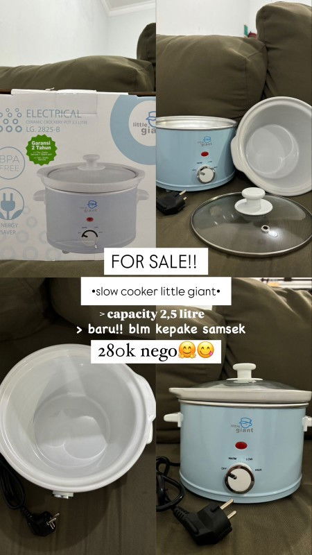halo bun, mau jual slow cooker.
blm kepake sama sekali. Little giant 2,5 liter
aku domisili sidoarjo