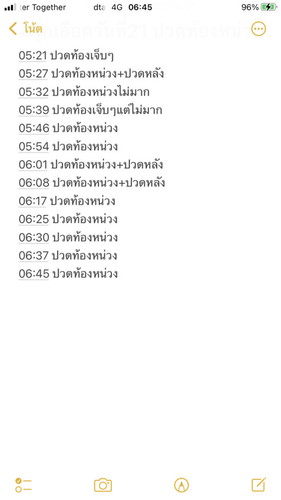 มีมูกเลือดวันที่20ตอน9โมง
ไม่ปวดท้องถี่ เช้าวันที่21ตอนตี5ครึ่งมีมูกเลือด