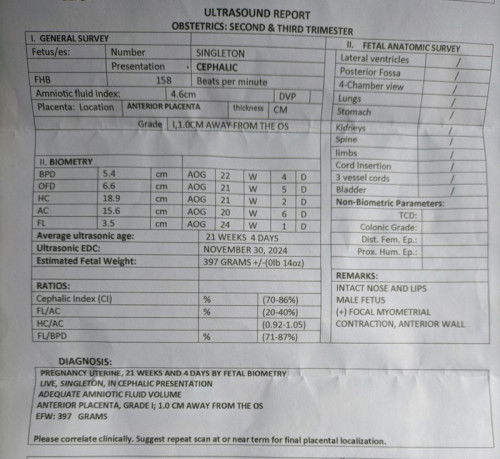 July 25 last ultrasound