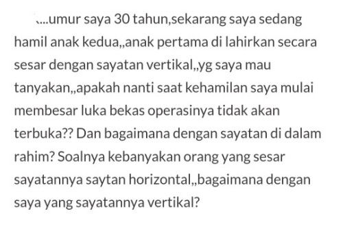 Keamanan luka sayatan vertikal pasca Caesar saat hamil kembali.